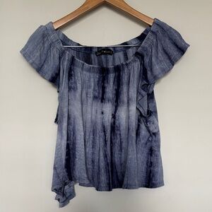 Derek Heart Asymmetrical Cold Shoulder Tie Dye Top Sz L EUC
